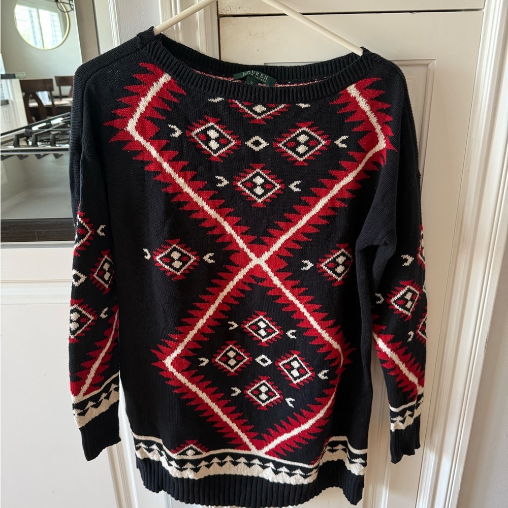 Lauren Ralph Lauren Black and Red Patterned Sweater - Picture 3 of 4